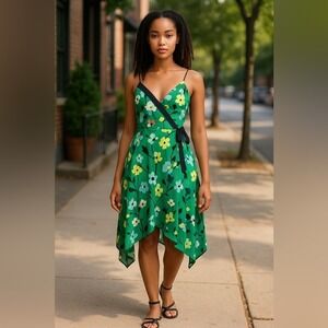 NWT Banana Republic Asymmetrical Floral Dress - Green and Yellow